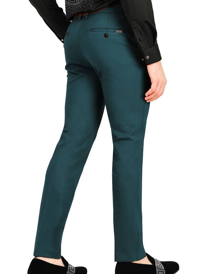 Sarcelle Pantalon de ville mat de couleur unie pour hommes 2CPR6 en vente sur Faire1