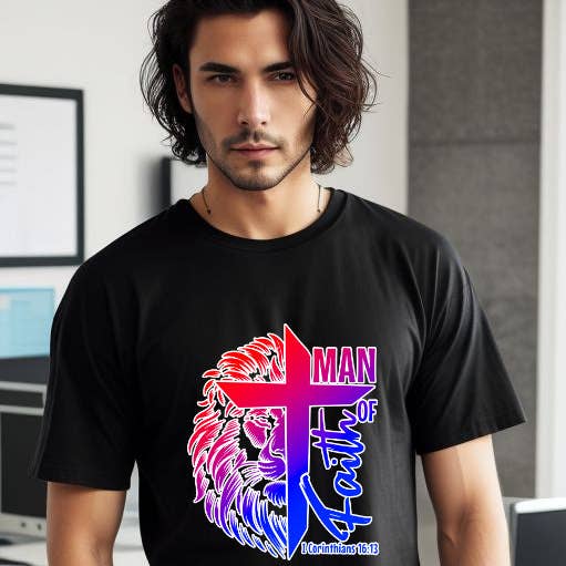 Man of Faith Religion Tee for wholesale by Design and Country