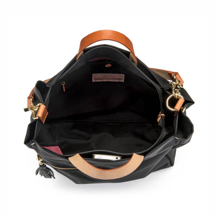 Boulevard - Wholesale Tote Bag - Women's - "Parker" Jet Nylon Tote with Leather Accents3