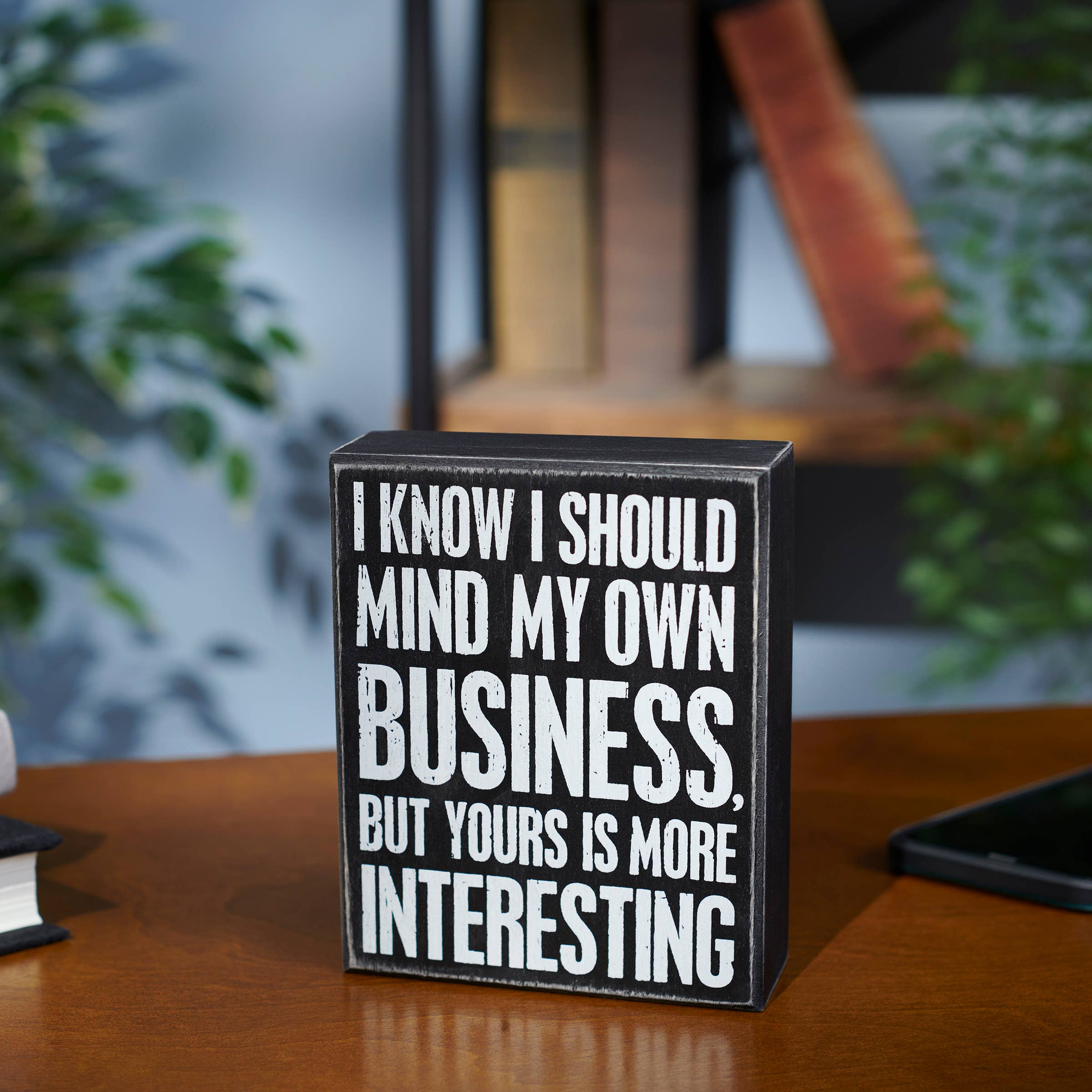 Primitives by Kathy - Wholesale Desk/Tabletop Sign - I Should Mind My Business Box Sign2
