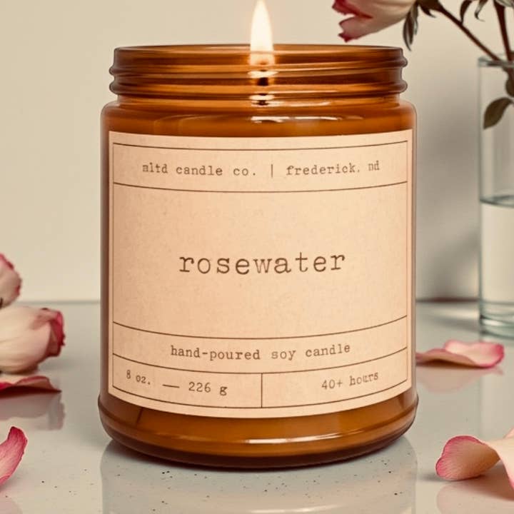Rosewater Soy Candle for wholesale by MLTD Candle Co.