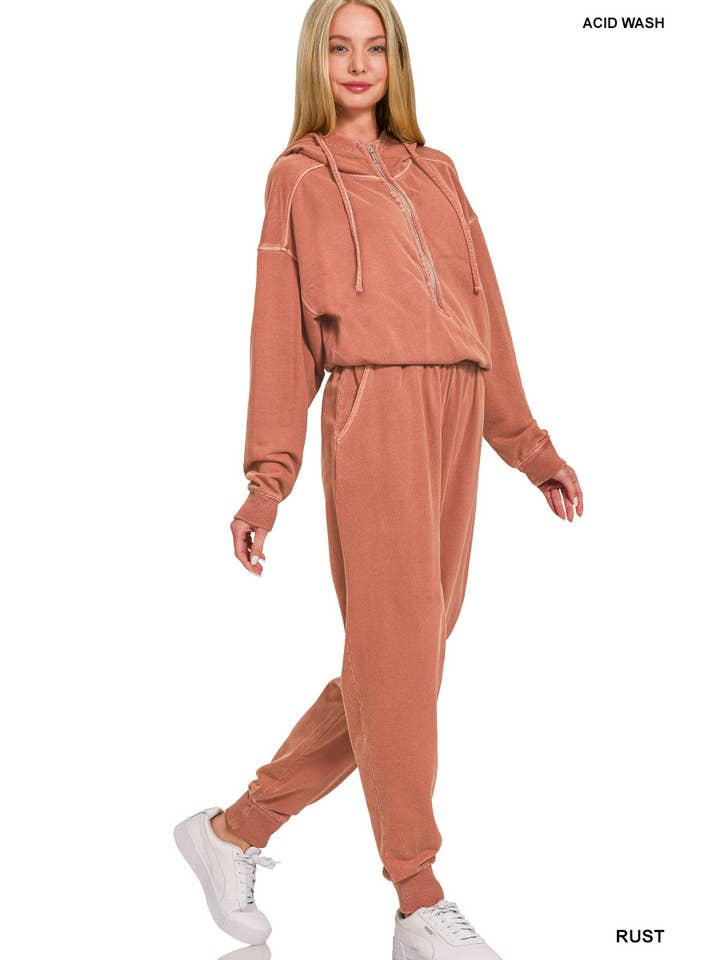 Vanilla Monkey – Engroshandel Jumpsuit - Dame – Enzymvasket jumpsuit i fransk frotté