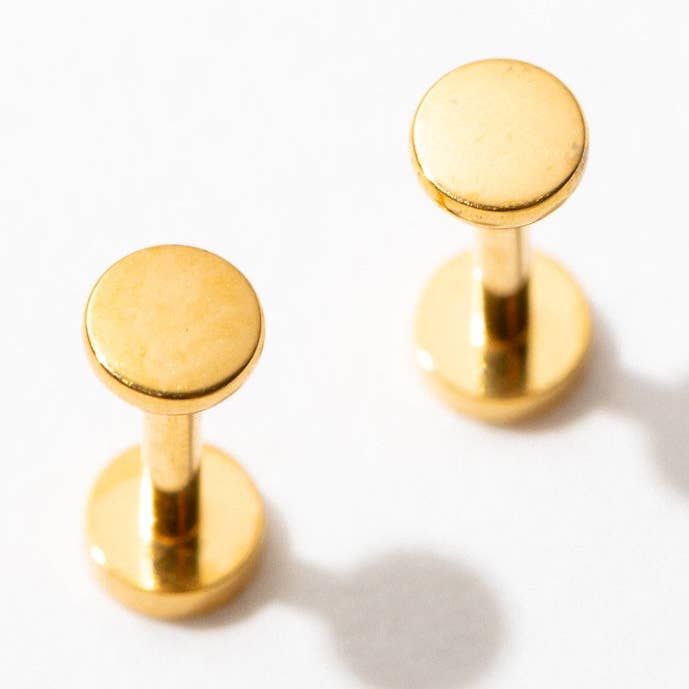14k Gold PVD or Titanium Circle Flat Back Stud Earrings - Pair or Single for wholesale by Larissa Loden