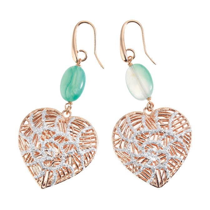 Bronzeohrringe mit Silberglitter und Agat für den Großhandel von Ottaviani