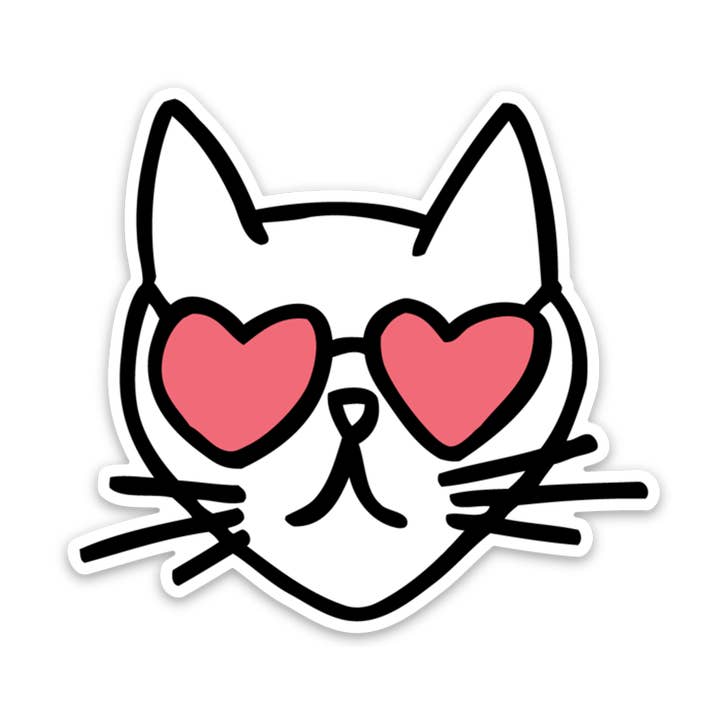 Cat hjärta glasögon vinyl klistermärke för wholesale av Row House 14