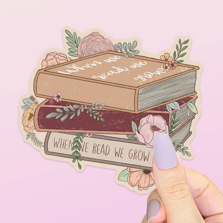 När vi läser växer vi klistermärke | Book Love Klistermärken för wholesale av Kellio Studio