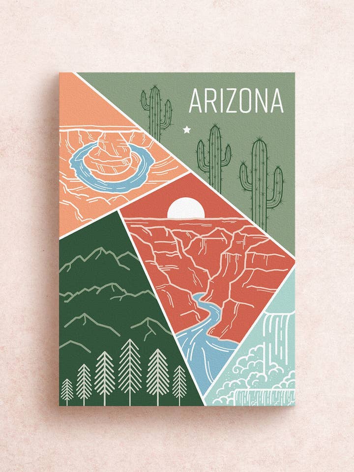 Carte postale de l'État de l'Arizona pour la vente par Nadia Design Co