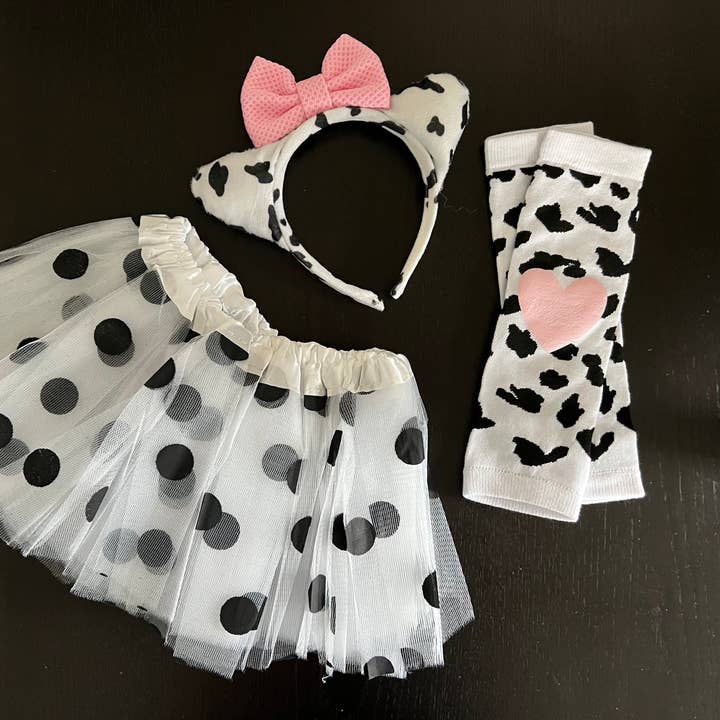 Cow Print Toddler Costume Set – Headband, Leg Warmers & Tutu for wholesale by noellebydesign