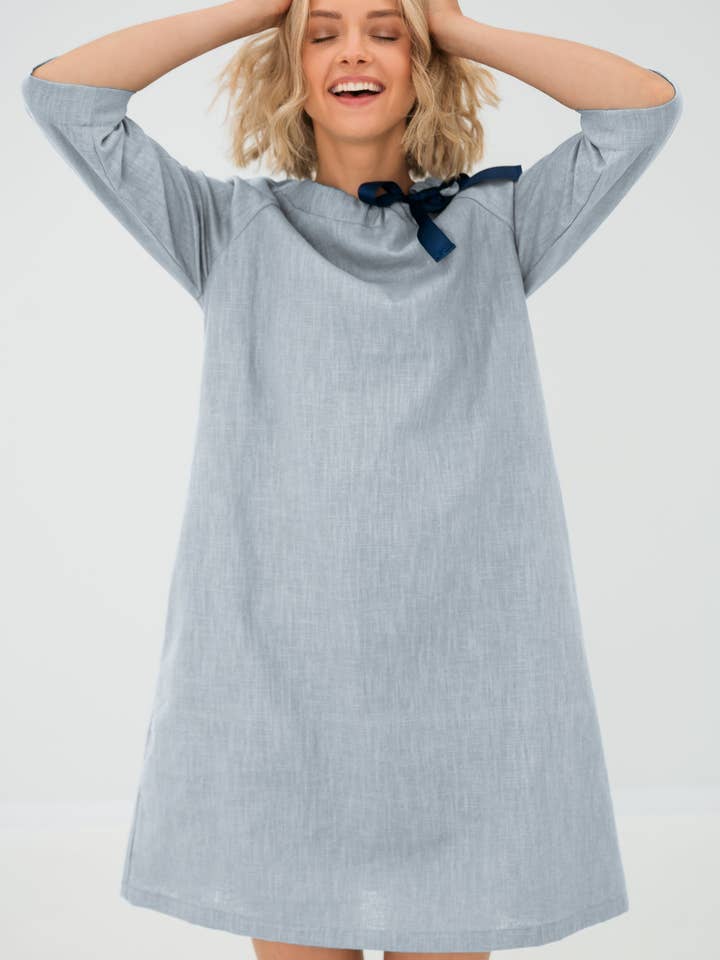 Leinenkleid von Lemuse, minimalistisches Kleid, Mid Century Modern für den Großhandel von LeMuse