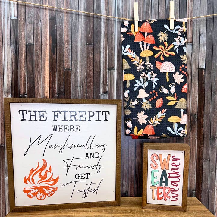 Driftless Studios - Wholesale Tea Towel - Mushrooms Harvest Tea Towel With Hanging Loop - Fall Decor1