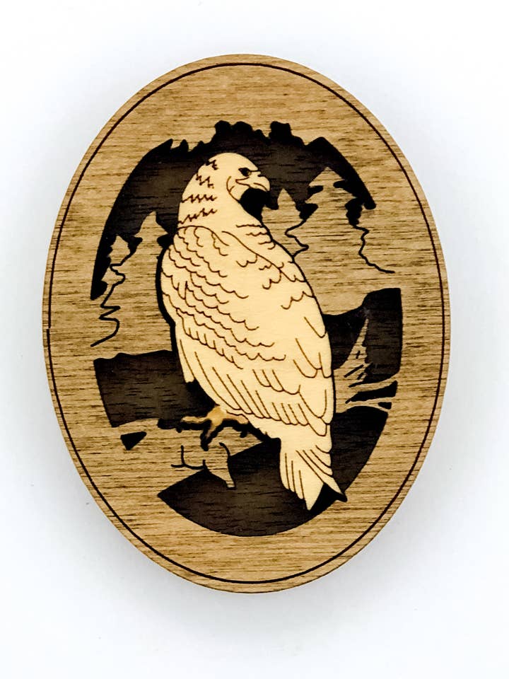 Bald Eagle Fretwork Magnet for wholesale by Woodcutts Inc.