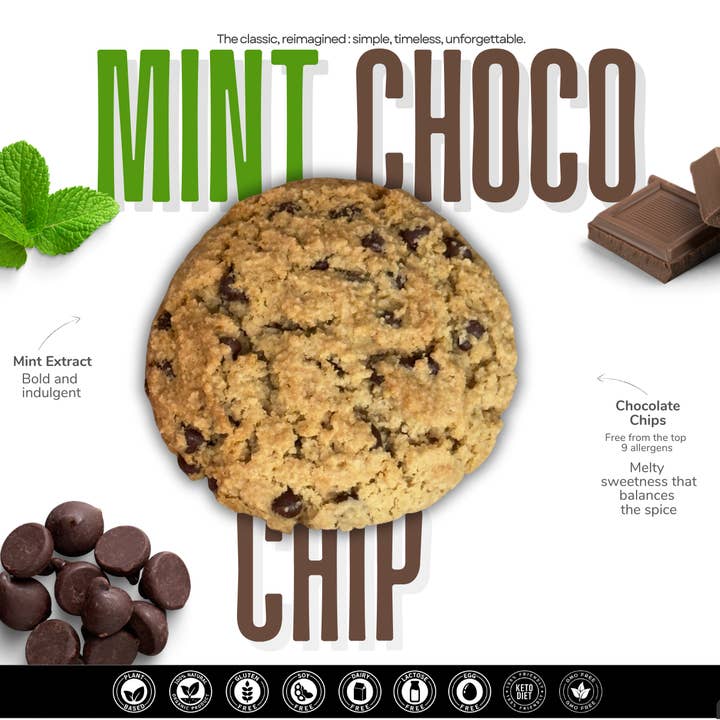 Mint Chocolate Chip Cookies for wholesale by Scoops Baking Co.