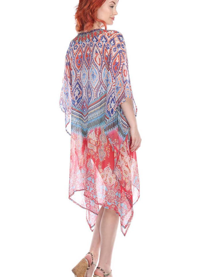 Caftan Letvægts Lounger Kjole | Laid Back Trykt Kaftan Kjole Coastal Resort Style Badedragt Bikini Badedragt Cover Up for engroshandel hos La Moda Clothing