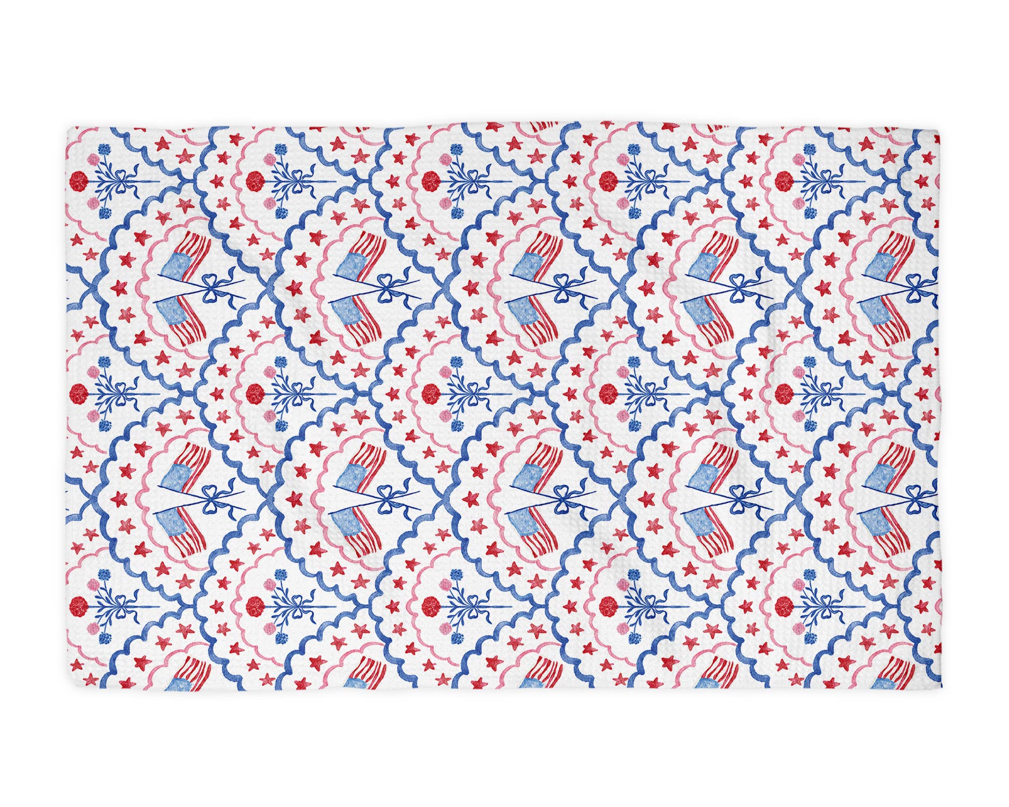 Canary Road - Wholesale Tea Towel - 4th July Patriotic Red White Blue Flag Kitchen Towel Waffle1