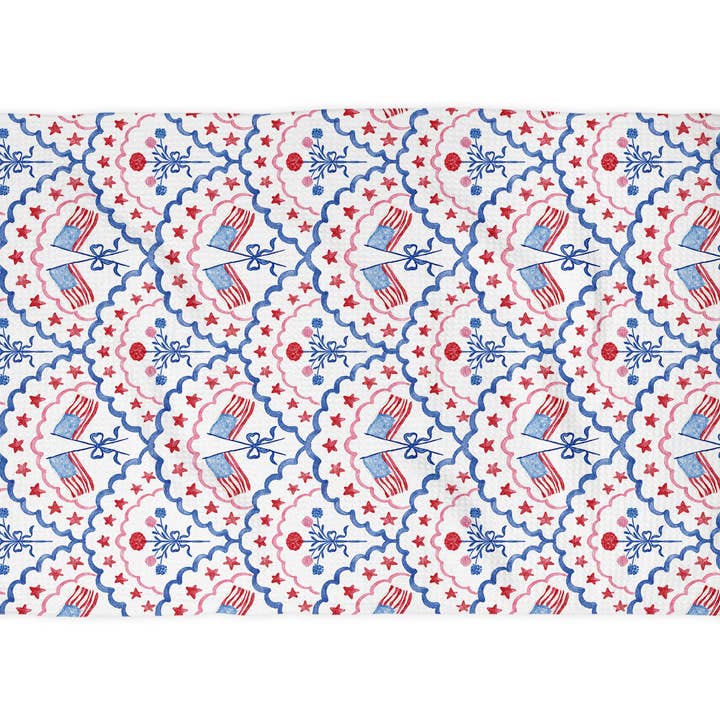Canary Road - Wholesale Tea Towel - 4th July Patriotic Red White Blue Flag Kitchen Towel Waffle1