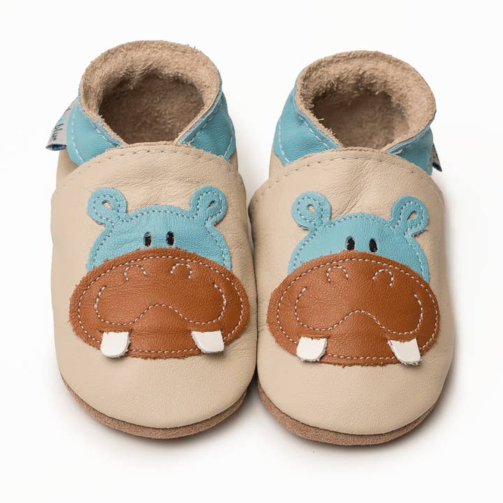 Baby- & Kleinkinderschuhe - Nilpferd Creme/Türkis für den Großhandel von Inch Blue