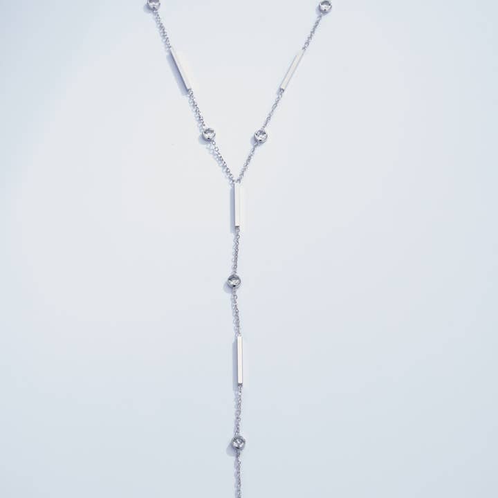 BYREN | ÉLINE L'ATELIER - Wholesale Pendant/Charm Necklace - 224AQ10 stainless steel rhinestone Y necklace1