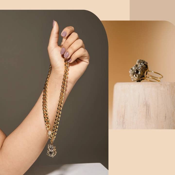 PHOEBE´S - Venta al por mayor Collares con colgantes/abalorios - Collar de Pirita, Joyería de Oro, Regalo de Buena Suerte2