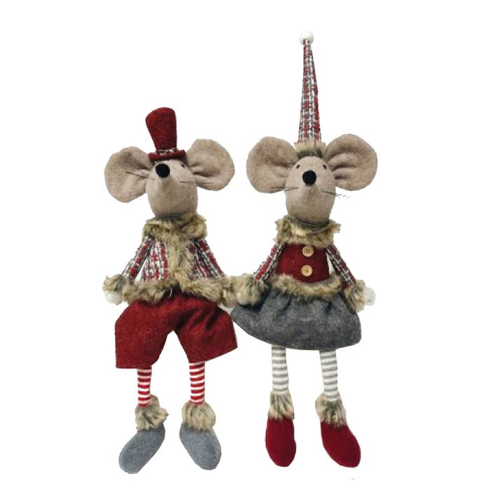 20" Sitting Plaid Mice, 2 asst. for wholesale by Santa’s Workshop Inc.