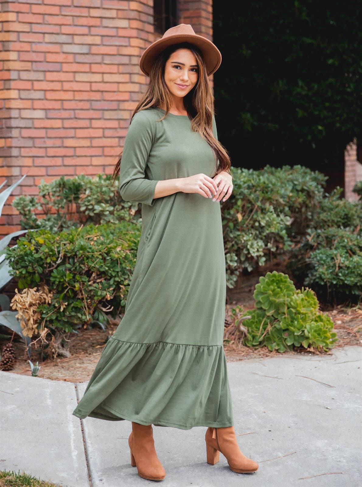 Tickled Teal - Wholesale Dress - Women's - 3/4 Sleeve Maxi Sander Dress11