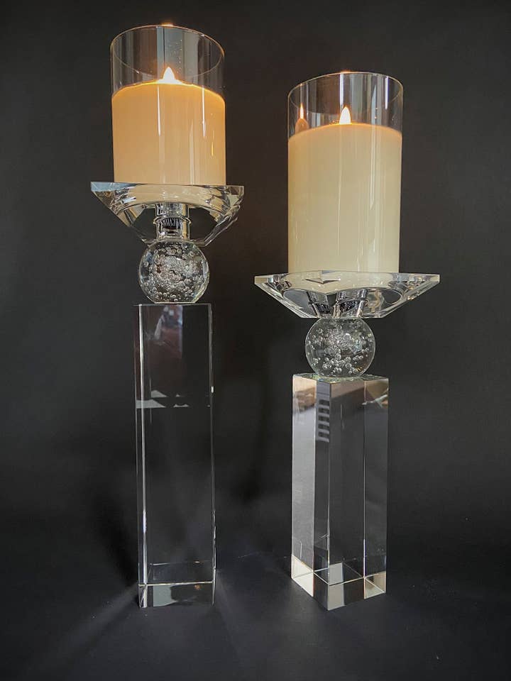 Set of 2 Britton Crystal Candlesticks for wholesale by The Light Garden Collection