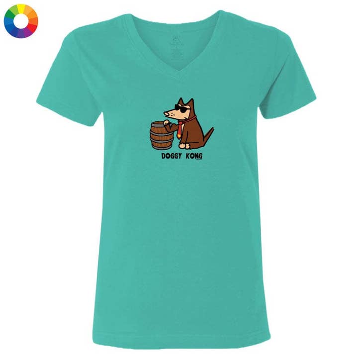 Doggy Kong - Dam T-shirt V-ringad för wholesale av Teddy the Dog