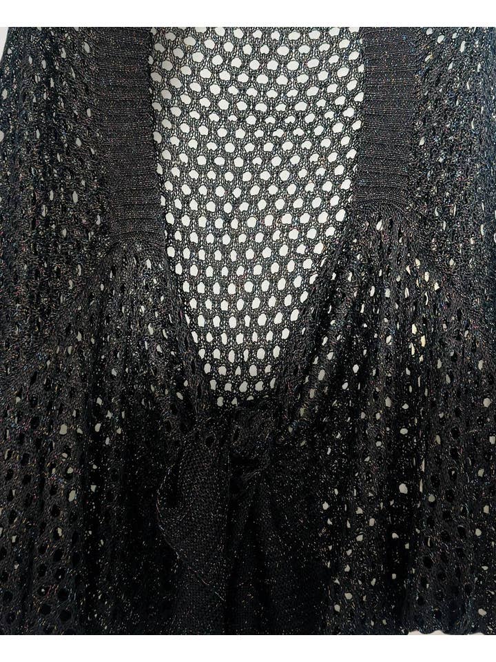 JC Sunny Fashion - Wholesale Cardigan - Women's - JC063344 Eyelet Open-Knit Metallic Cardigan with Front Tie2