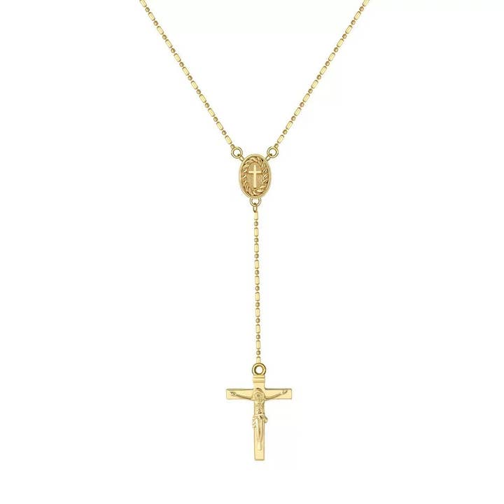 Rosary Cross Y Necklace – Sterling Silver or Gold Plated for wholesale by Starlight Jewelry