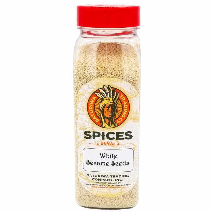 Saturiwa Trading Company - Wholesale Dried Spice - White Sesame Seeds 19 oz Shaker