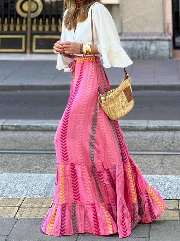 ROJO ROSA Faldas de fondo con vendaje suelto y estampado multicolor de venta al por mayor en Faire2