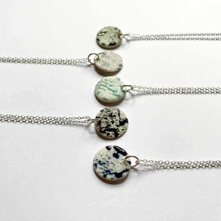Circle Splatter Glaze Pendant Necklace - Large for wholesale by Keramika MCR