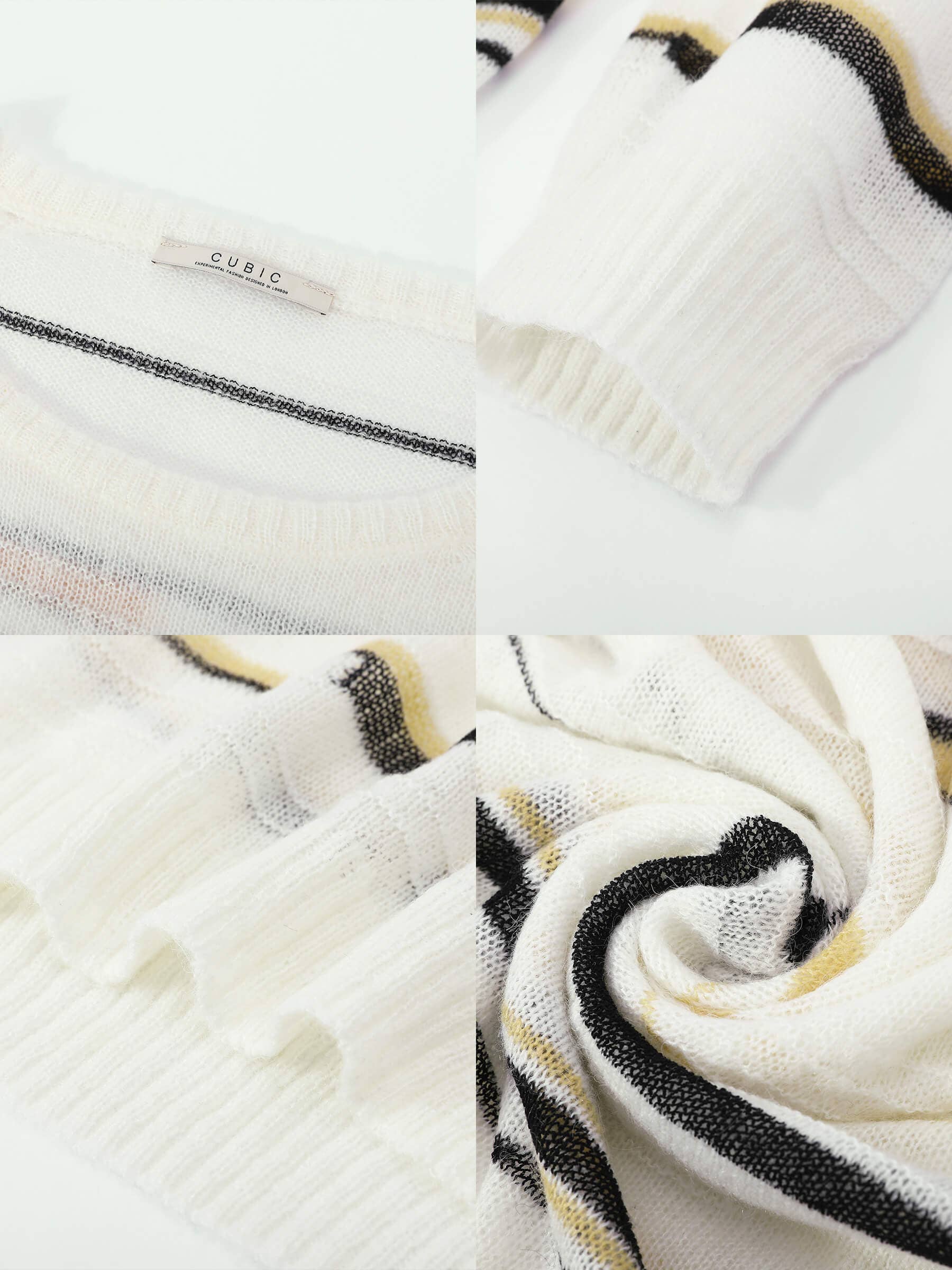 Neige Haut à manches longues en tricot rayé avec laine mélangée en vente sur Faire8