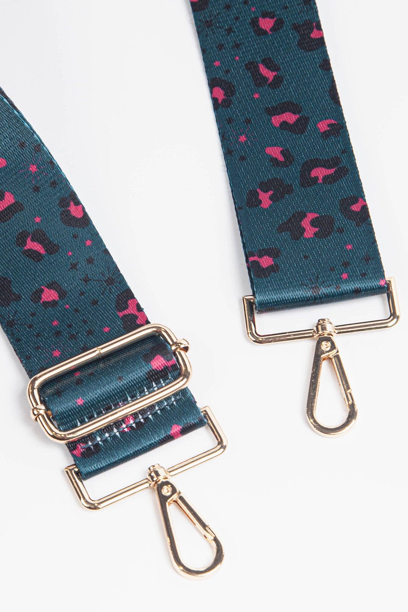 Sarta Accessories - Vente Sangle pour sac – femme - Large bandoulière à imprimé léopard et étoile bleu sarcelle1