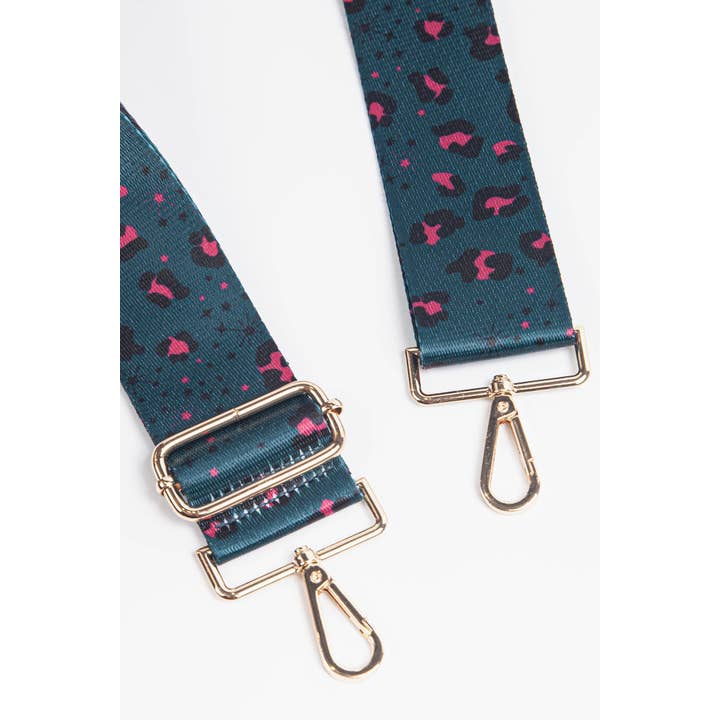 Sarta Accessories - Vente Sangle pour sac – femme - Large bandoulière à imprimé léopard et étoile bleu sarcelle1