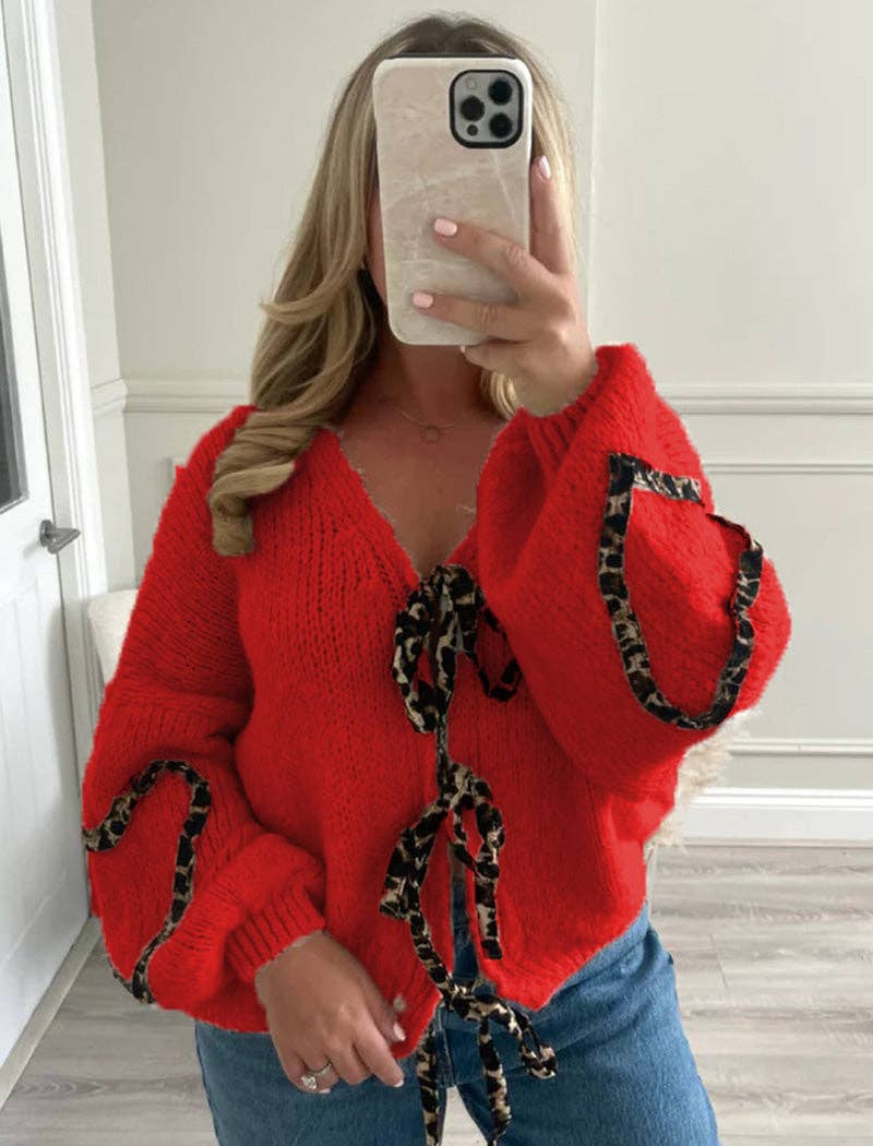 Masyal – Engroshandel Pullover - Dame – Striktrøje med bindebånd og hjerteaccenter2