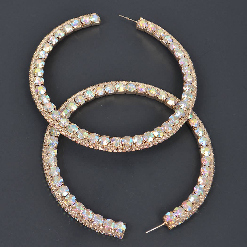 3AM BY H&D ACCESSORIES - Wholesale Hoop Earrings - 80mm Rhinestone Hoop Earring1