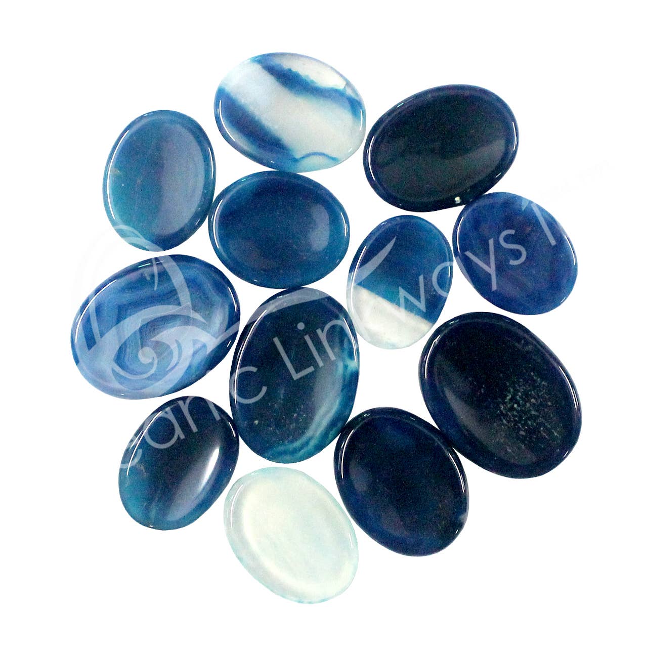 Oceanic Linkways Inc - Wholesale Spiritual Stone/Crystal - (DZ)WORRY STONES - ONYX, BLUE (DZ) 1.5-1.75"