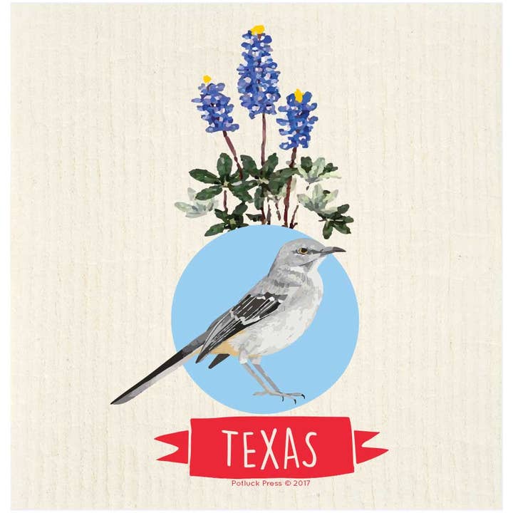 Texas State Bird Swedish Dishcloth for wholesale by Potluck Press