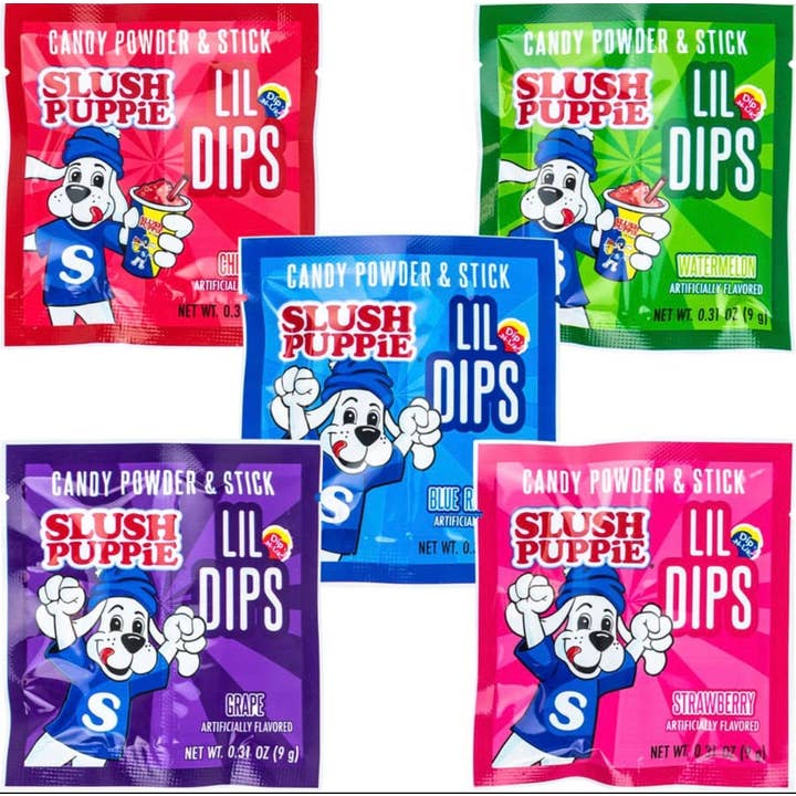 O'Shea's Candies Sweet Shop - Wholesale Hard Candy - Nostalgic 1970 SLUSH PUPPIE® Lil Dips Powder & Stick 36ct