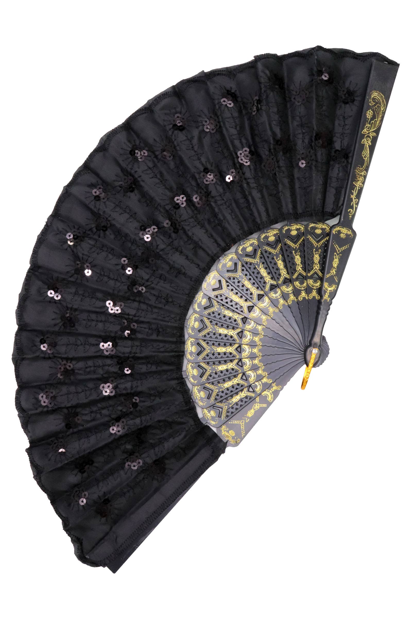 Assorted Black Floral Sequins Hand-held Folding Fan for wholesale on Faire6