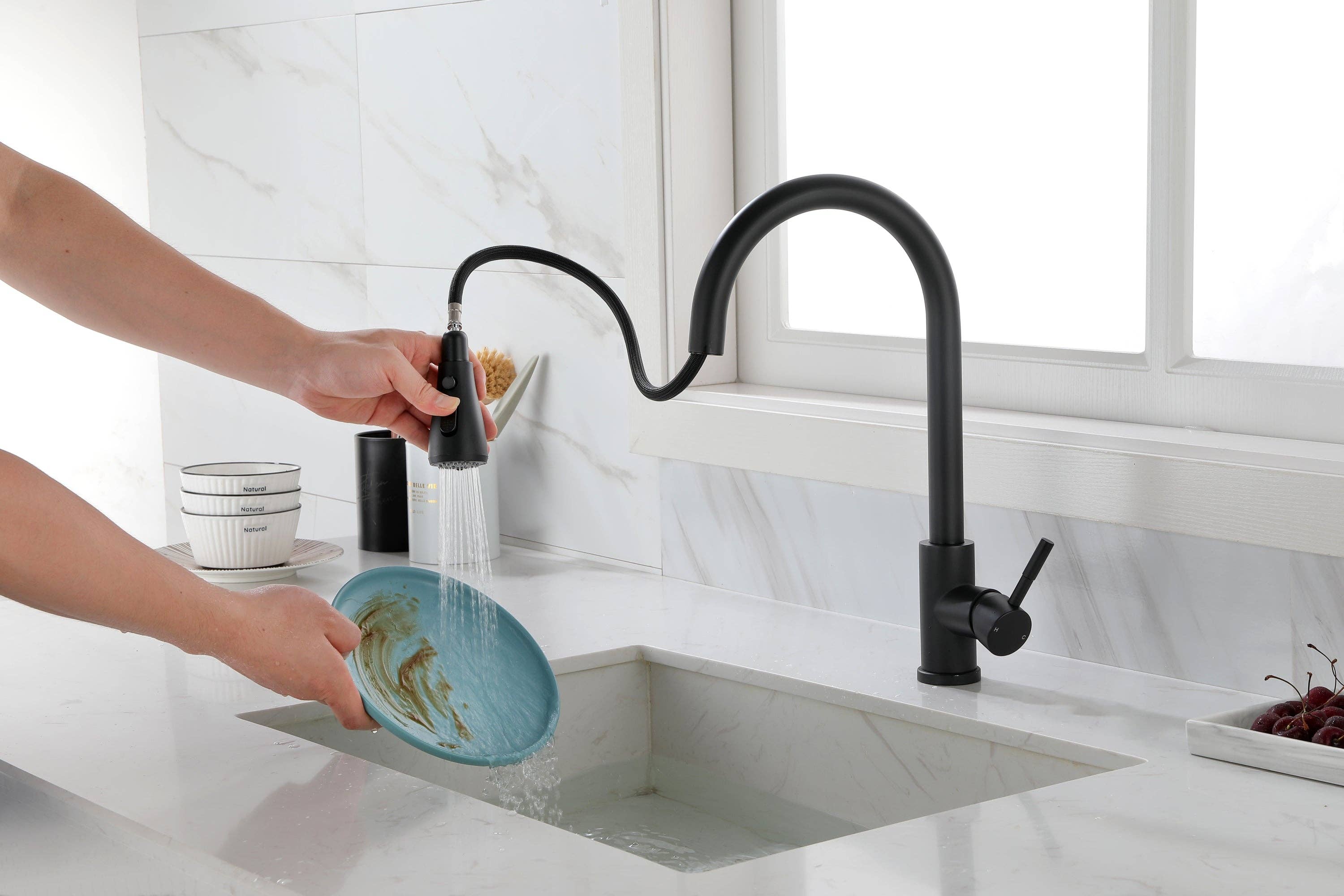 39F Inc. - Wholesale Kitchen Tool/Gadget - Matte Black Kitchen Faucet with Pull-Out Sprayer9