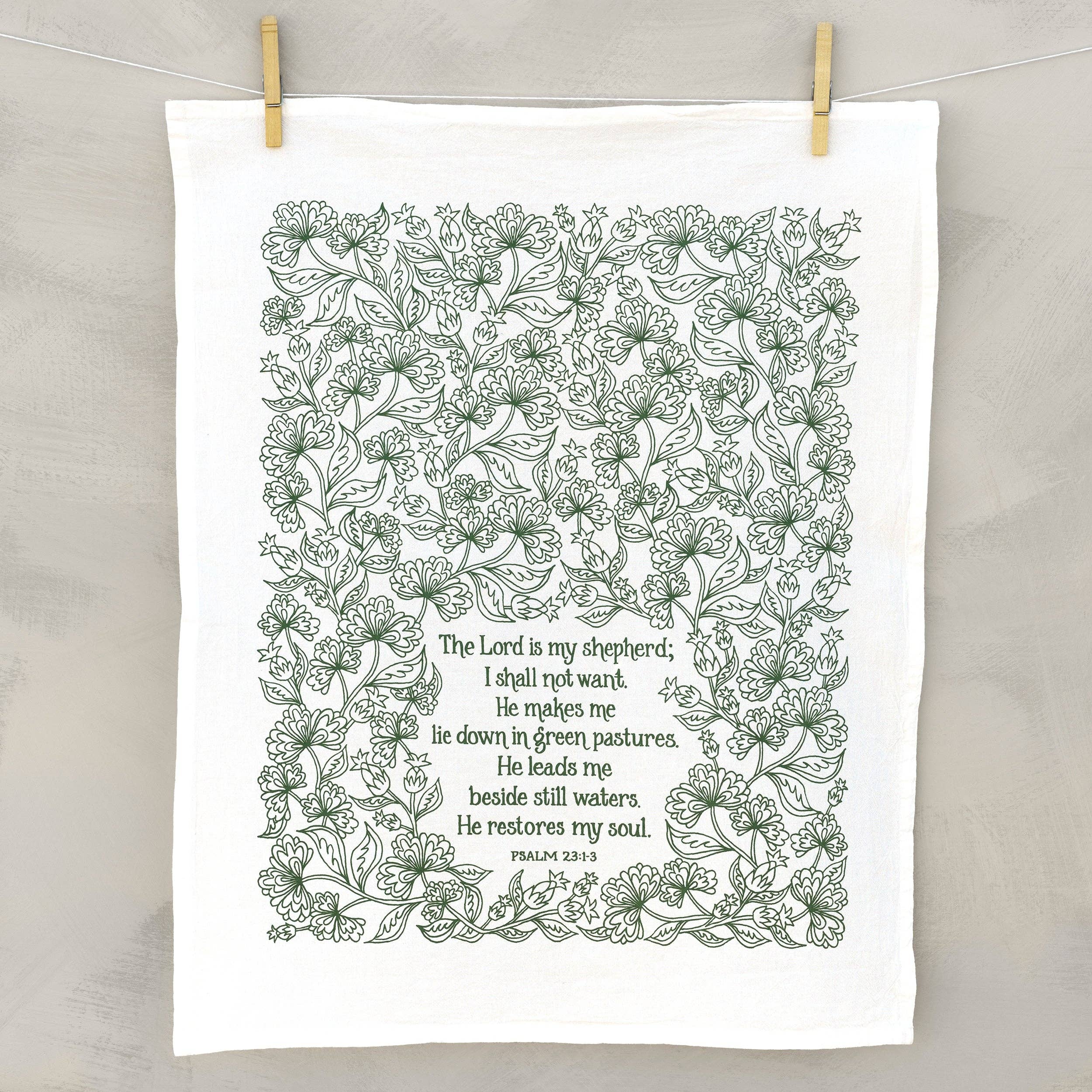Little Things Studio - Wholesale Tea Towel - The Lord is My Shepherd Scripture Tea Towel — Psalm 233