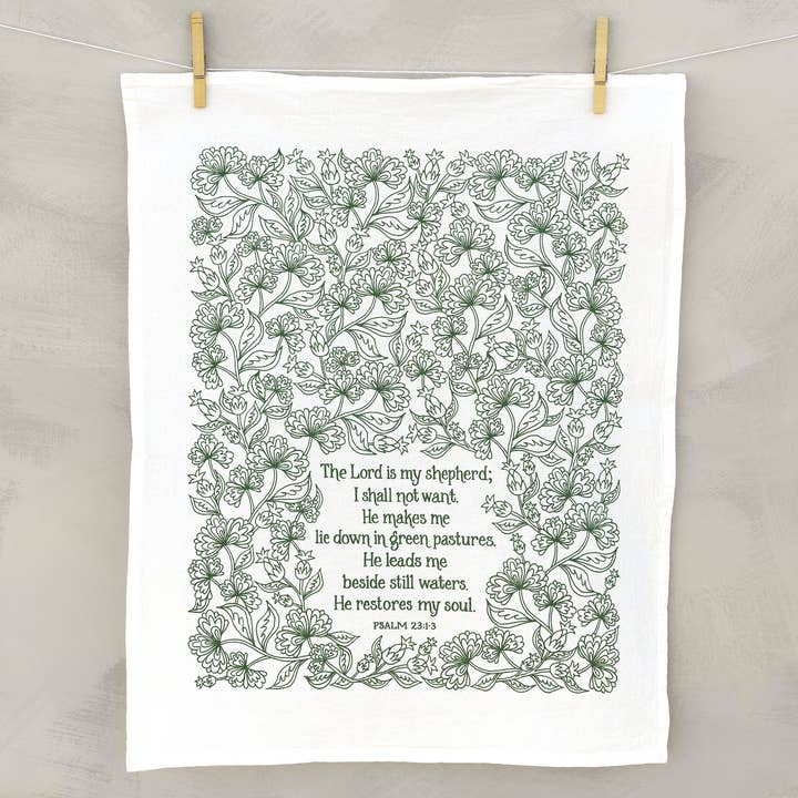 Little Things Studio - Wholesale Tea Towel - The Lord is My Shepherd Scripture Tea Towel — Psalm 233