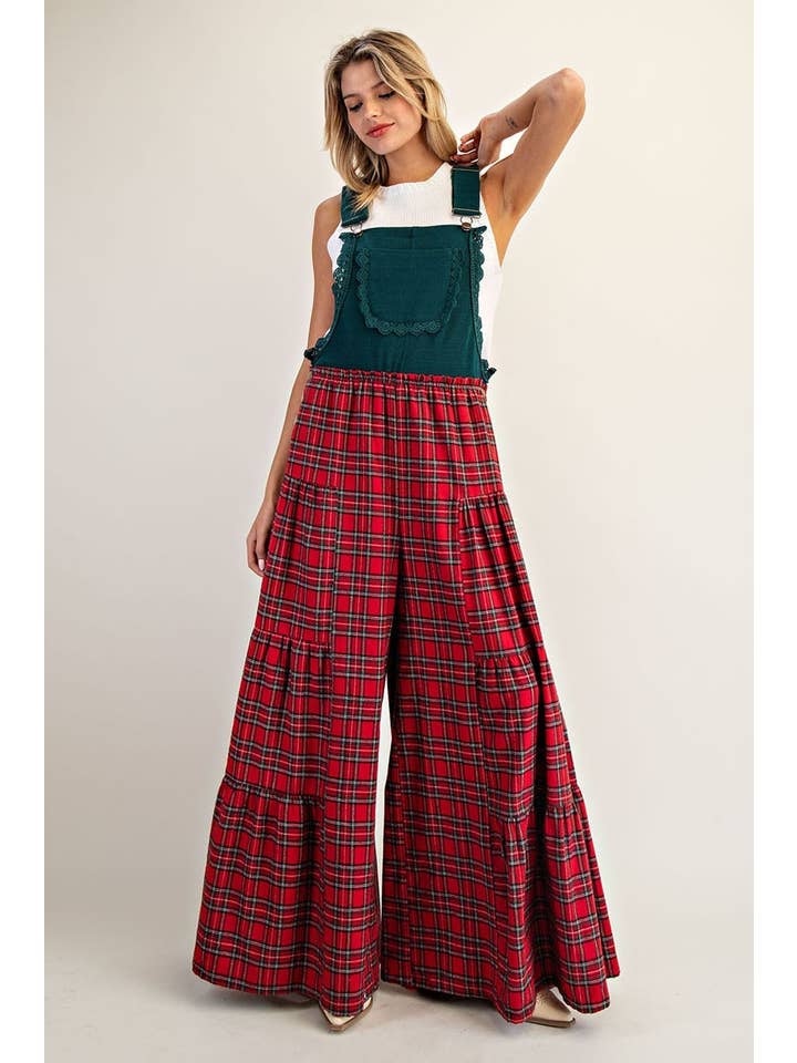 Peace Love Line - Vente Combinaison – femme - PL8626 - COMBINAISON À JAMBES LARGES AVEC DENTELLE CONTRASTANTE ET MOTIF À CARREAUX9