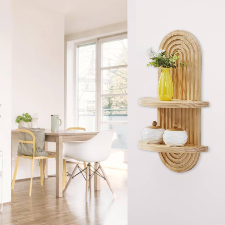Arched Wood Floating Shelf Mid Century Mordern Decor for wholesale by VIGOR