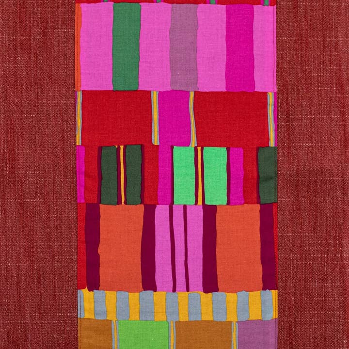 Ruby Denim and Urban Stripes Table Runner for wholesale by Mabel's Table Santa Fe