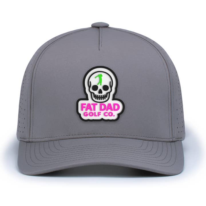 skull PVC patch pacific weekender graphite hat for wholesale by Fat Dad Golf Co.