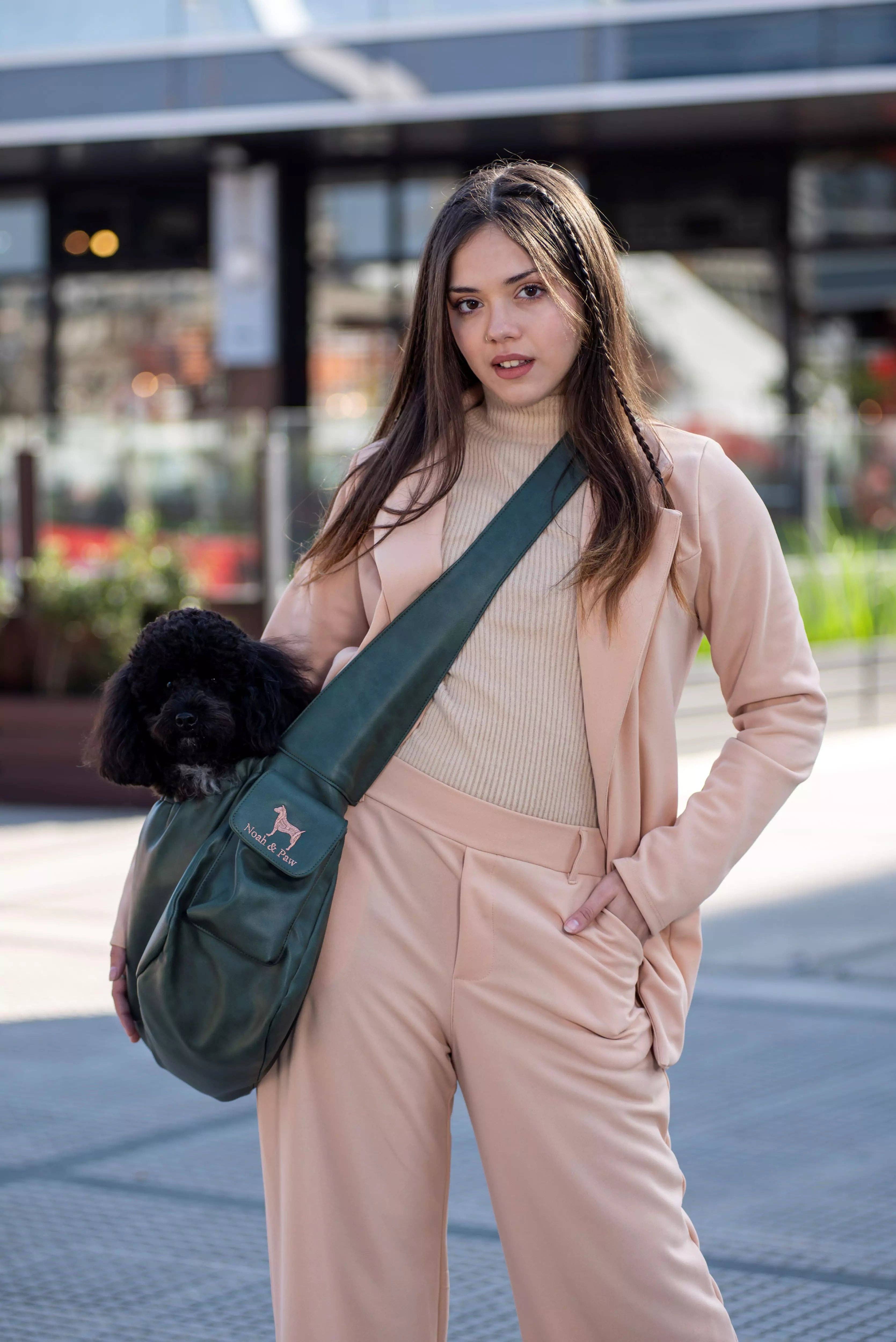 NOAH AND PAW LLC - Wholesale Pet Carrier - Cat/Dog - Vegan Leather Pet sling Carrier, Ruffle Style8