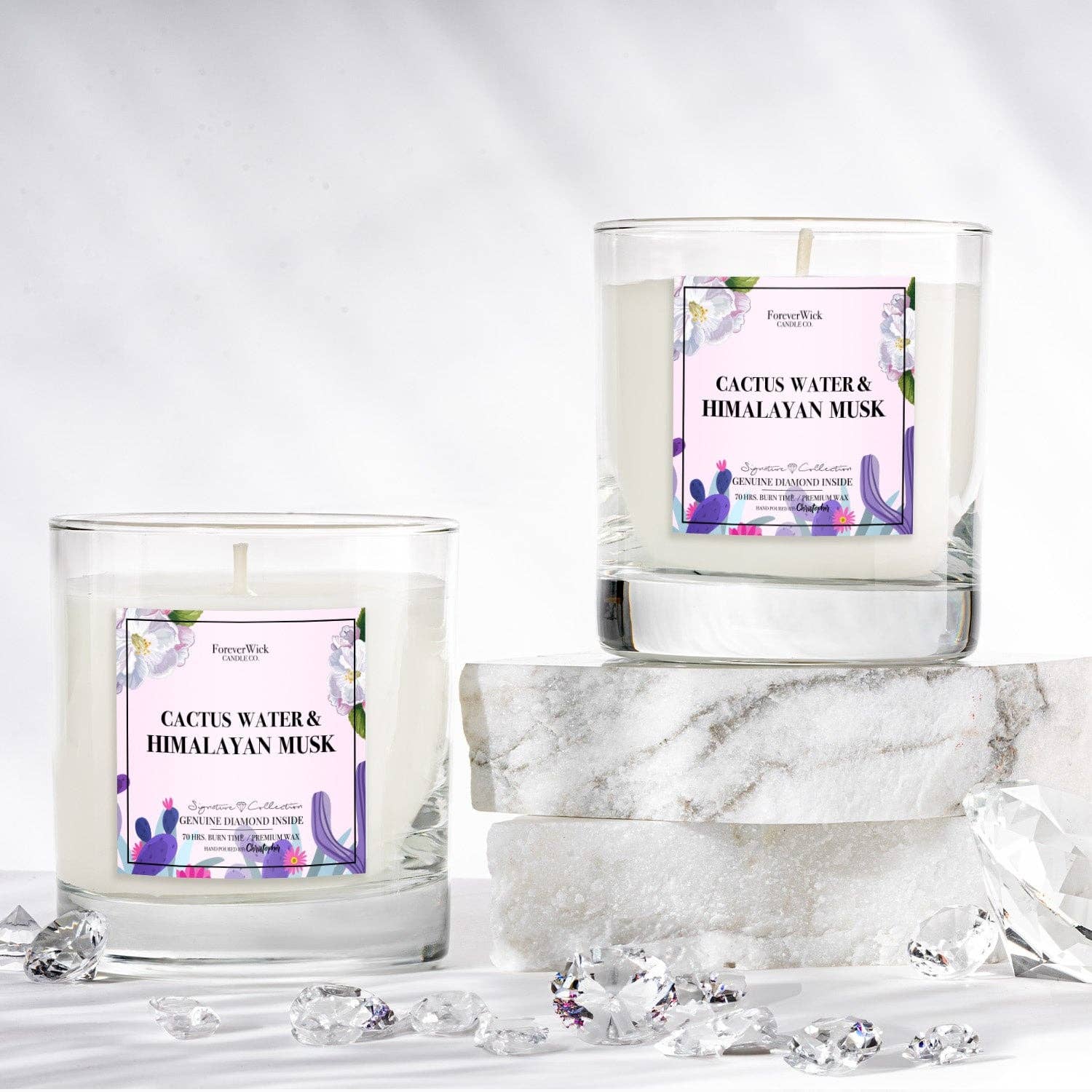 ForeverWick Candle Co - Wholesale Jar/Filled Candle - Cactus Water + Himalayan Musk Diamond Candle1