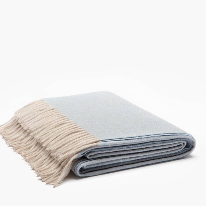 Lo Decor - Wholesale Throw blanket - Fringe Zibelline Cashmere Throw Blanket | Light Blue